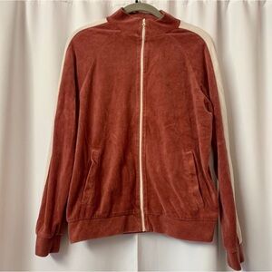 Forever 21 Y2K Red & White Velour Tracksuit Activewear Zip Up Jacket Size Large